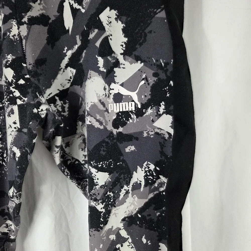 Puma Leggings Womens Medium Black Camo Ankle Stretch Athletic Pants Jersey Logo